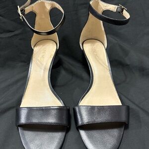 Nine West, Leather, Ankle Strap, Size 8,  Black Sandals